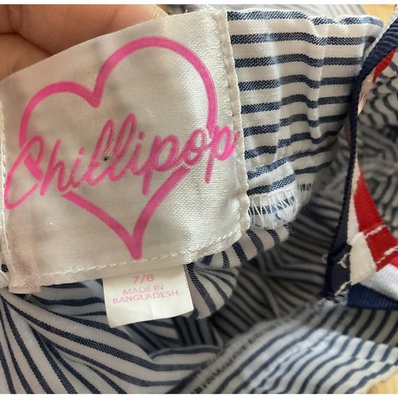 Chillipop Shirt Girls 7 8 Off Shoulder Embroidered Floral Striped Top - Picture 6 of 8